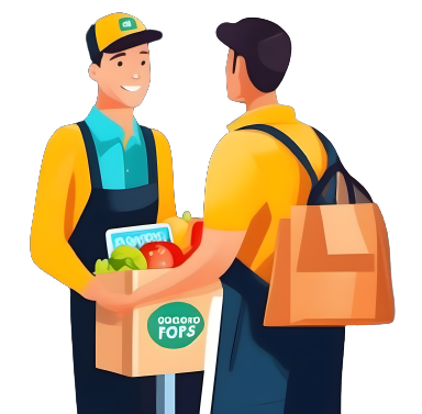 a employee delivering groceries sketch